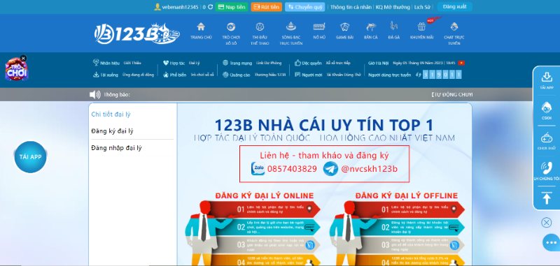 Chi tiết các bước đăng ký đại lý 123B