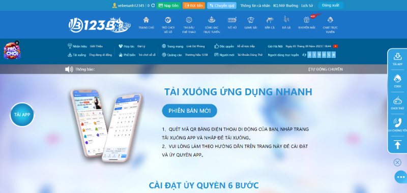 Quy trình tải - cài đặt ứng dụng 123B Mobile