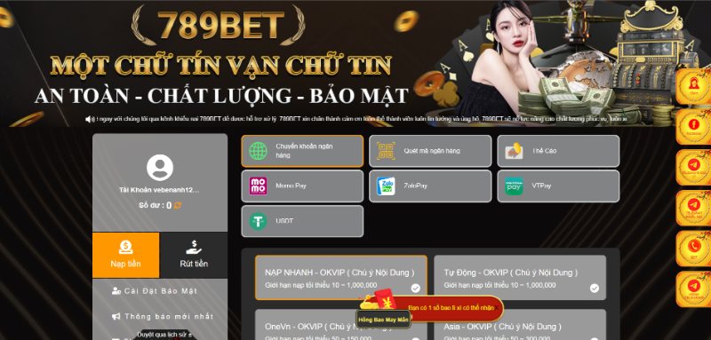 Chỉ dẫn từng bước gửi tiền 789BET cho lính mới
