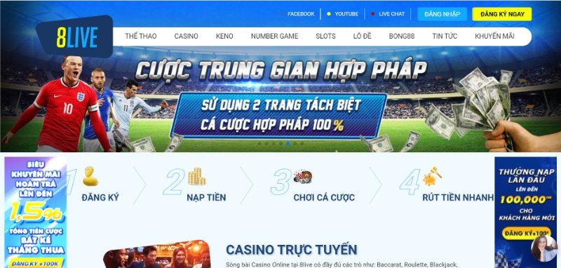 Giao diện 8LIVE đơn giản