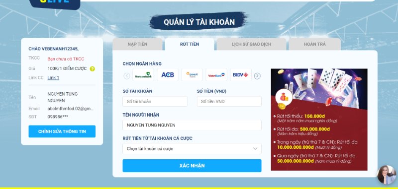 Cách rút tiền 8LIVE đảm bảo thành công 100%