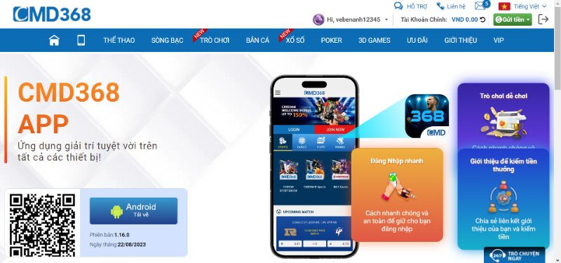 Hướng dẫn tải app CMD368 nhanh chóng