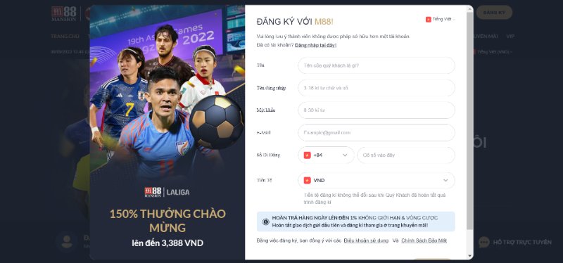 Đến trang chính thức của đăng ký M88 bằng link mới cập nhật