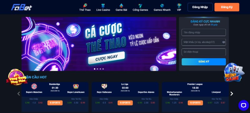 Giao diện Fabet tinh tế chuyên nghiệp