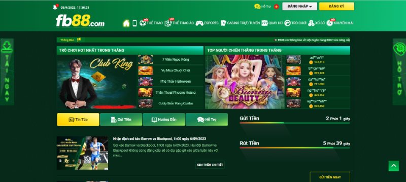 Giao diện website FB88 thiết kế một cách tinh tế