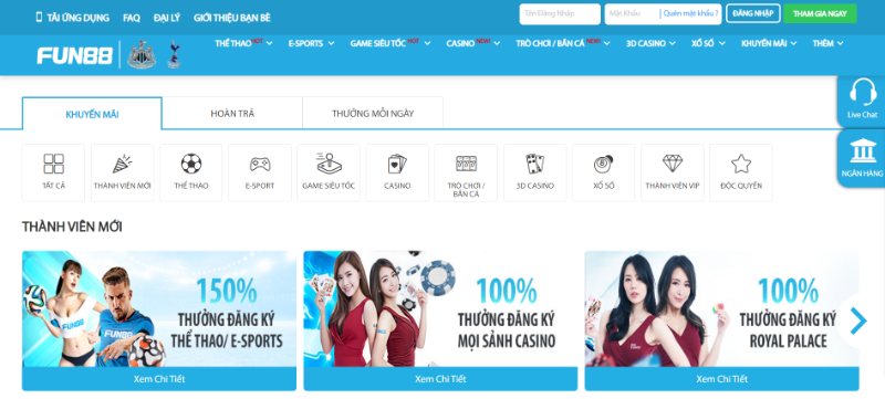 Các gói khuyến mãi siêu đặc sắc tại FUN88
