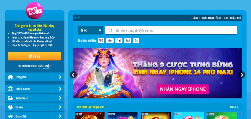 Happyluke có tông màu chủ đạo là xanh - hồng