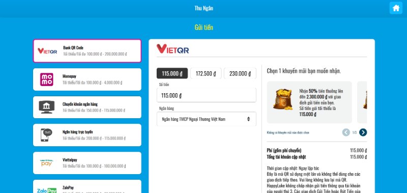 Cách thức nạp tiền Happyluke nhanh nhất