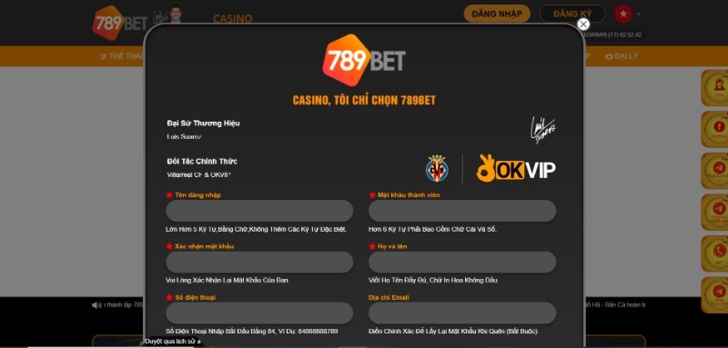 Hoàn tất đủ các thông tin đăng ký 789BET