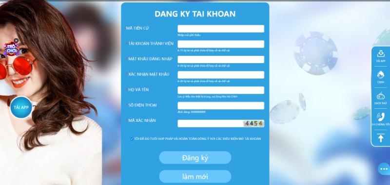 Hoàn thành thông tin đăng ký 123B