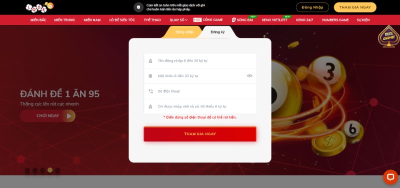 Hướng dẫn các bước đăng ký LODE88