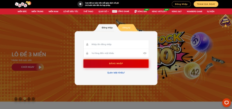 Hướng dẫn đăng nhập LODE88
