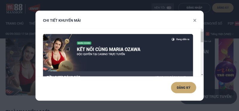 Khuyến mãi M88 khi kết nối cùng Maria Ozawa