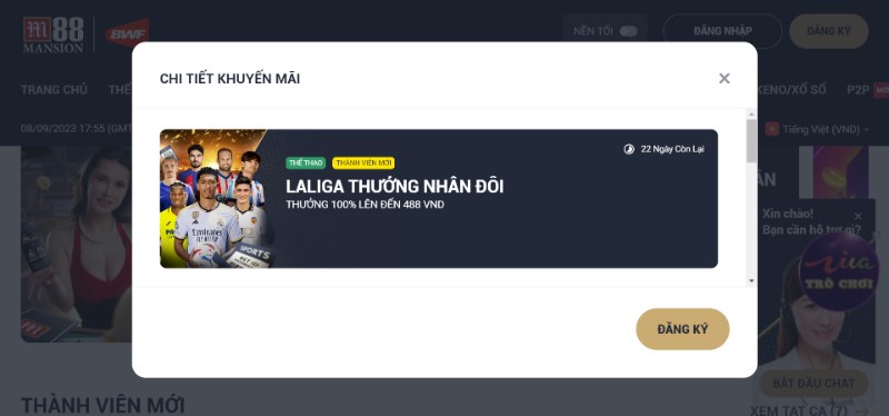 Khuyến mãi M88 Laliga thưởng nhân đôi