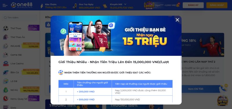 Khuyến mãi ONE88 giới thiệu nhận tiền triệu
