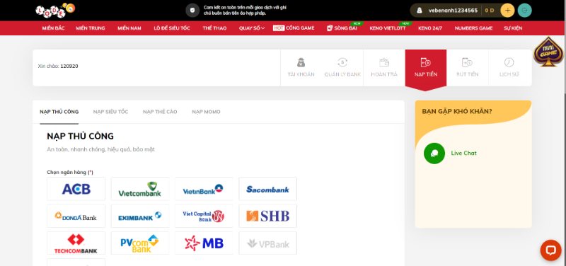 Hướng dẫn nạp tiền LODE88 dễ hiểu