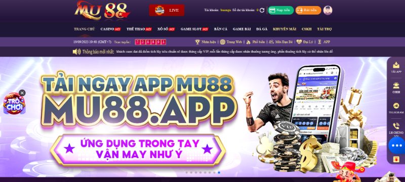 Giao diện sân chơi MU88