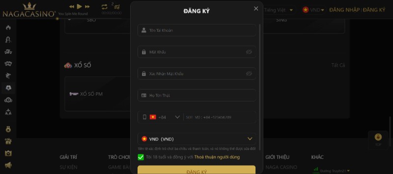 Hướng dẫn đăng ký tài khoản cá cược tại Naga Casino