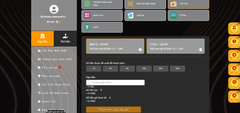 Nạp tiền 789BET qua thẻ cào