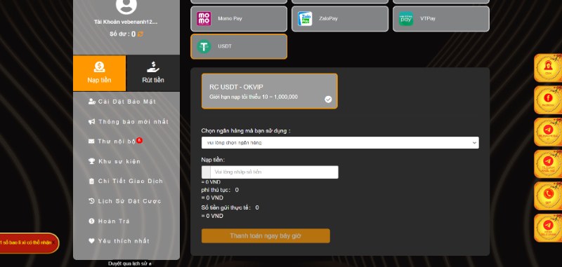 Nạp tiền 789BET qua USDT