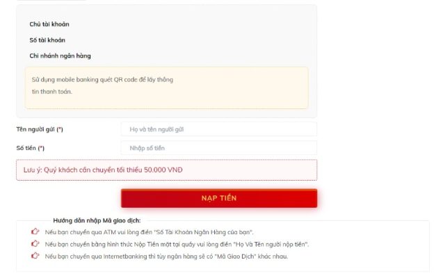 Nạp tiền LODE88 thủ công