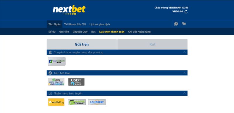 Quy trình nạp tiền Nextbet người mới nên biết