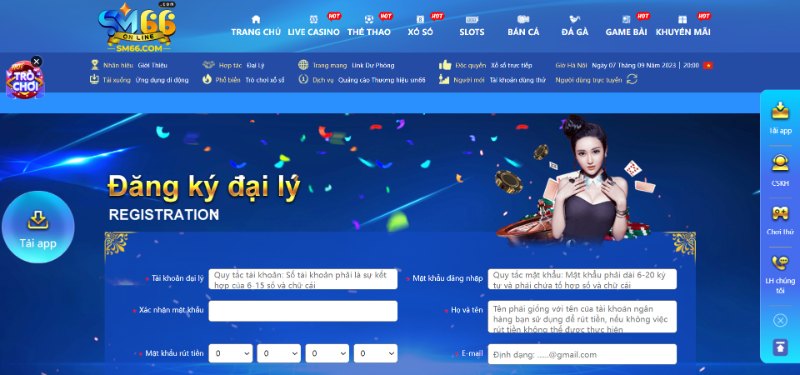Các bước đăng ký làm đại lý kiếm hoa hồng từ SM66
