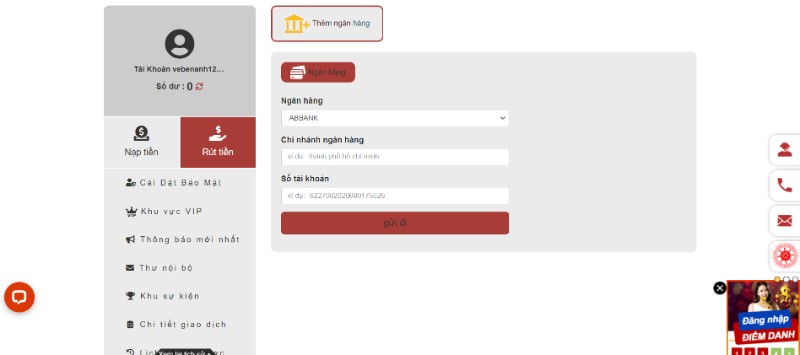 Rút tiền SUNCITY đúng quy định