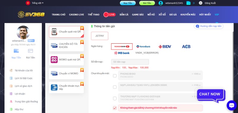 Cách cho người mới nạp tiền SV368 thành công