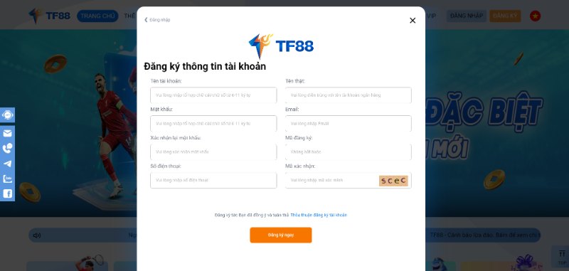 Đăng ký TF88 dễ và thành công trong 2 phút