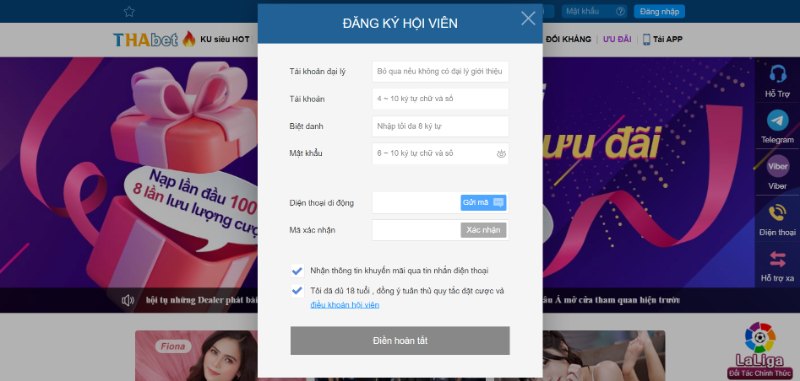 Hướng dẫn đăng ký tài khoản Thienhabet