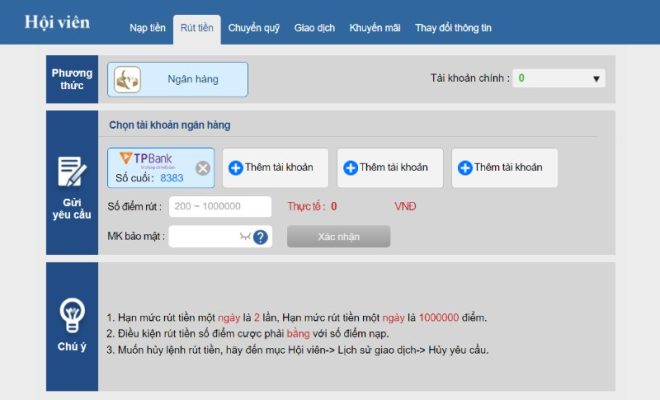 Hướng dẫn rút tiền Thienhabet siêu tốc
